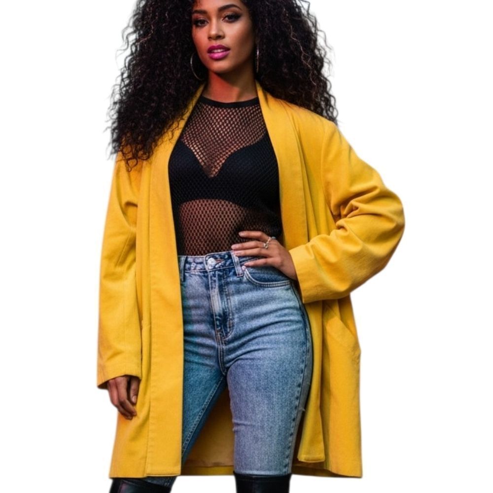 Olympic Leathers 80's Retro Yellow Faux Suede Coat